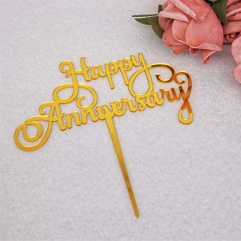 Topper Trang Trí Bánh Kem Chữ Happy Anniversary