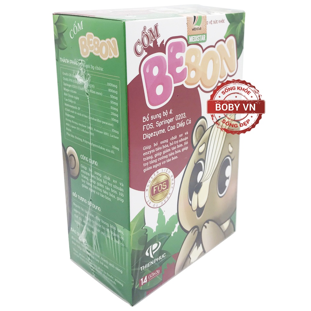 Cốm BeBon bổ sung chất xơ và enzym tiêu hóa, hỗ trợ nhuận tràng giảm táo bón thay thế cốm Pubodkid