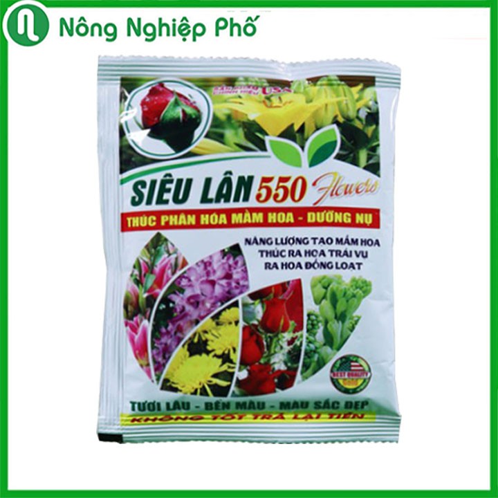 Phân Bón Siêu Lân 550 FLOWERS 10-55-10 Thúc Ra Hoa Trái Vụ, Hạ Phèn, Giải Độc, Ra Rễ Gói 100 Gram