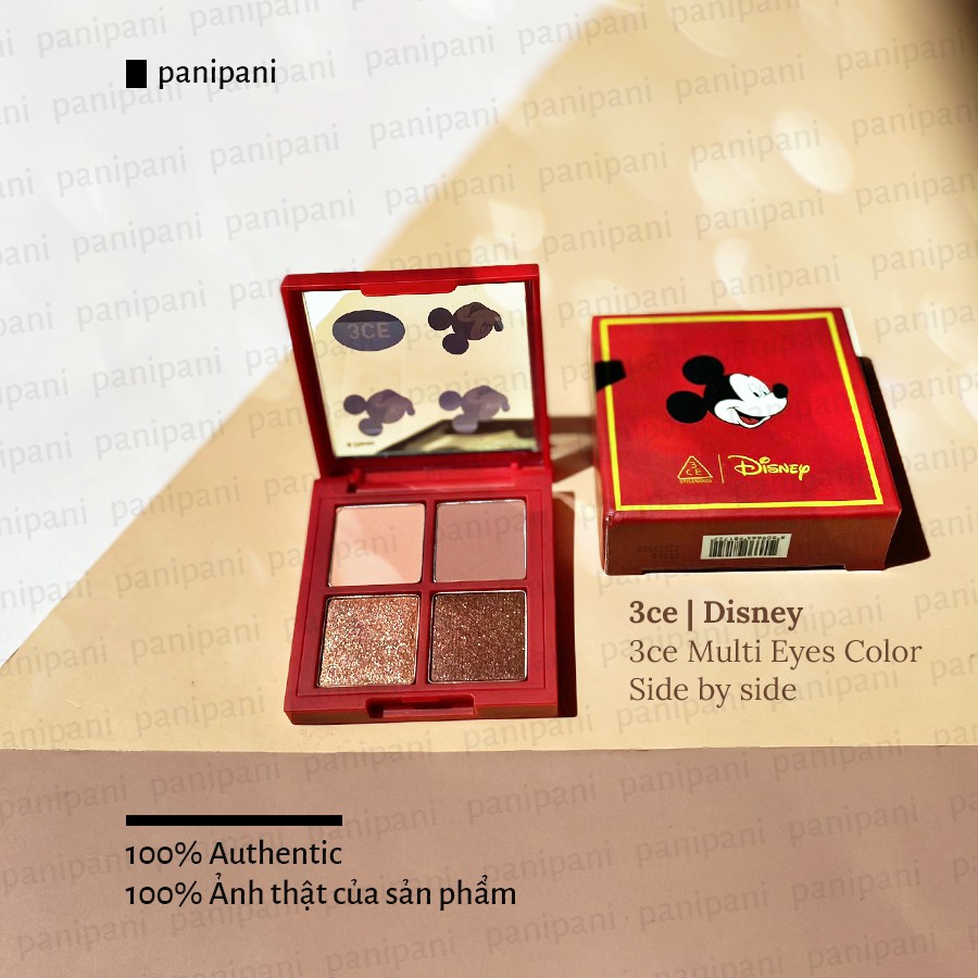 [100% AUTH] [3CE x Disney]Bảng Phấn Mắt 4 Ô Mickey Side By Side Vỏ Đỏ 3,2G