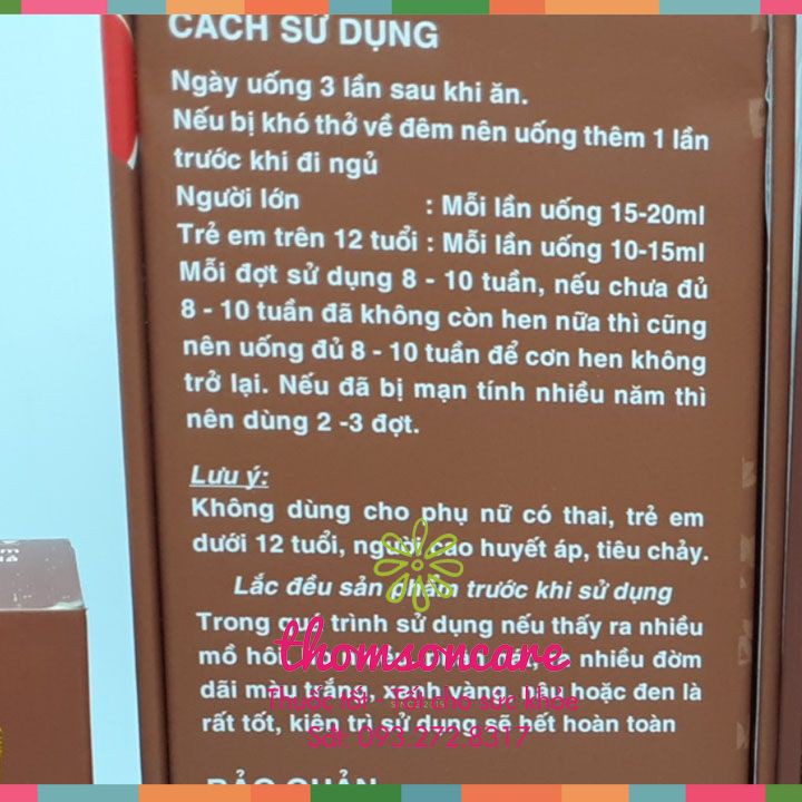 Siro Hen trẻ em PQA - Hỗ trợ giảm hen, khó thở, thở khò khè, hen suyễn, hen phế quản, hen do dị ứng thời tiết