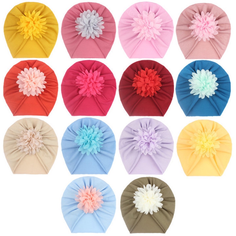 Mũ turban trùm đầu đính hoa lớn dễ thương thời trang mùa hè cho trẻ em