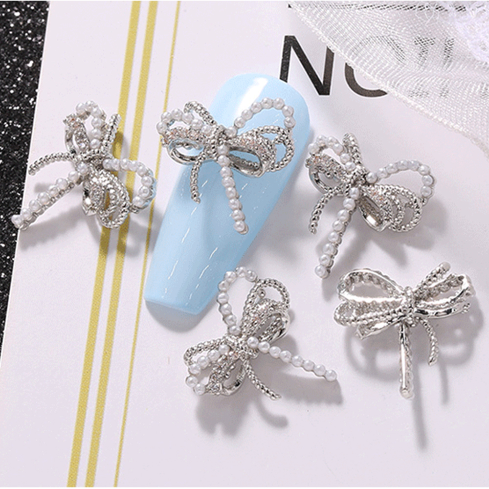 Bộ 5 Phụ Kiện Trang Trí Móng Tay Hình Nơ 3D