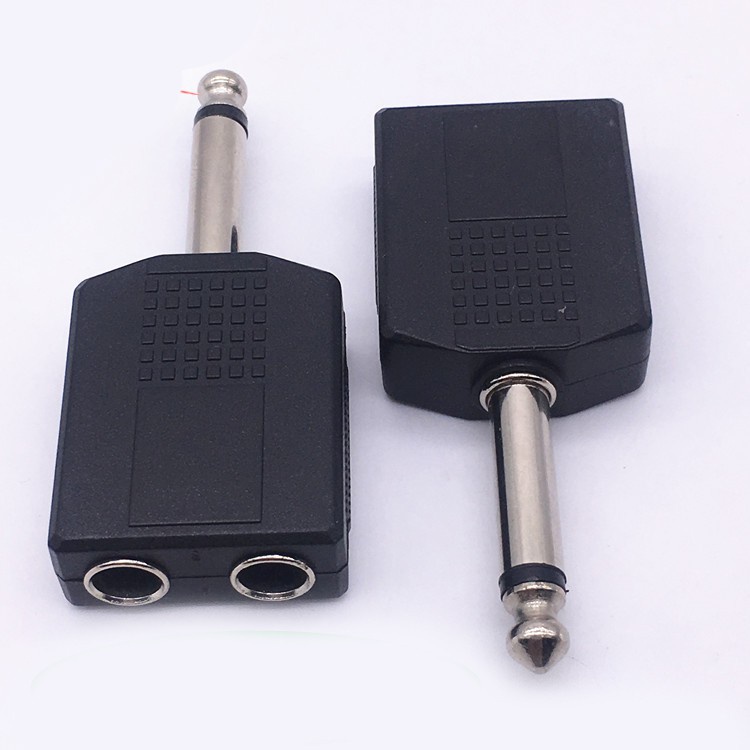 Jack chia cổng micro 6.5mm  1 đầu đực ra 2 đầu cái cao cấp - Jack chia 2 đầu micro chân 6 ly dùng hát song ca