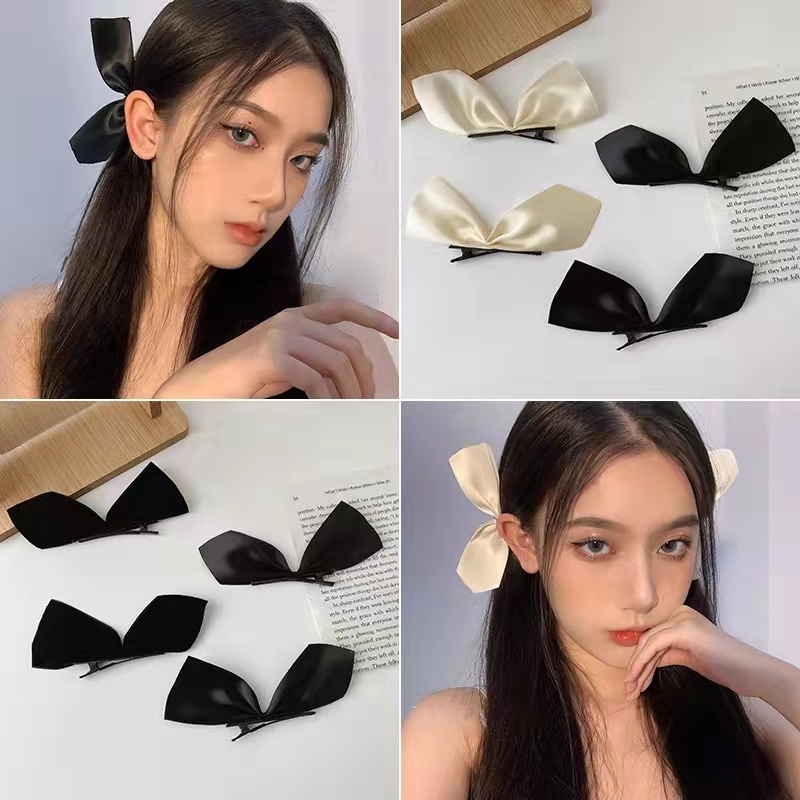 Bộ Kẹp Tóc Nơ Vải Nhung Thời Trang Hàn Quốc Dành Cho Nữ