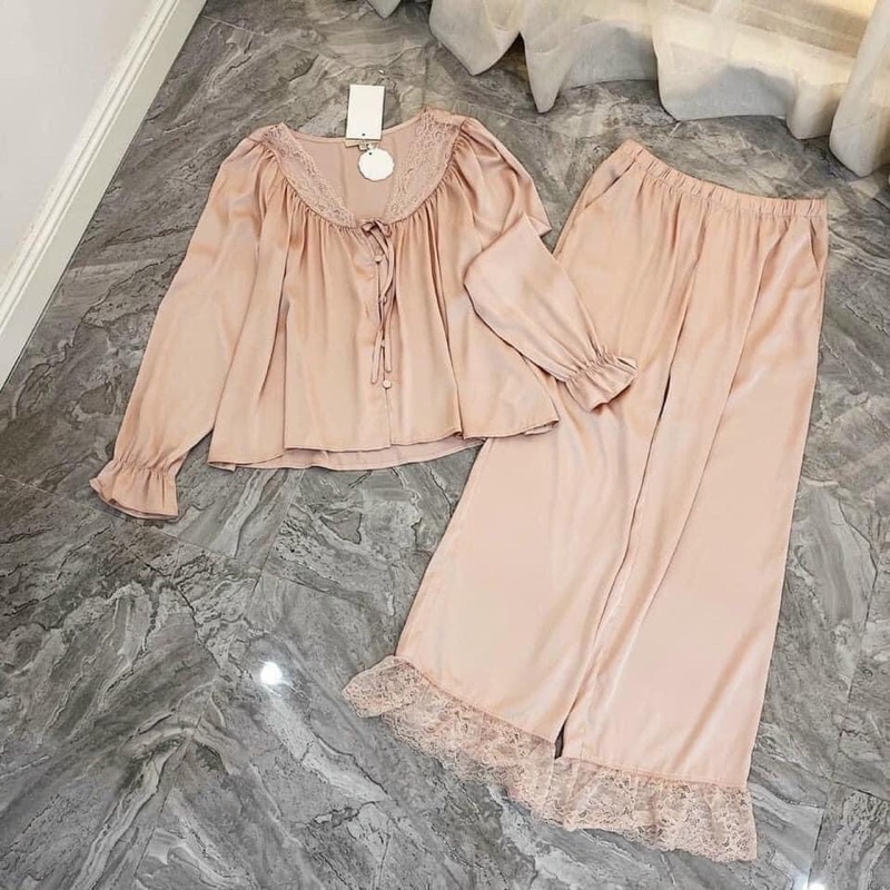 Bộ ngủ lụa bèo phối ren tiểu thư (có hình thật)