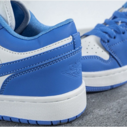 Giày Thể Thao Nam Nữ, Giày Nike Jordan 1 UNC Cổ Thấp JD1 Xanh Dương Full Box Bill