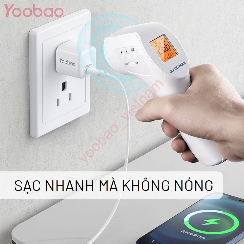 Củ Sạc Nhanh Cổng Type-C PD 20W Cho iPhone/Samsung/Xiaomi/OPPO/Vivo - YOOBAO RY-U62
