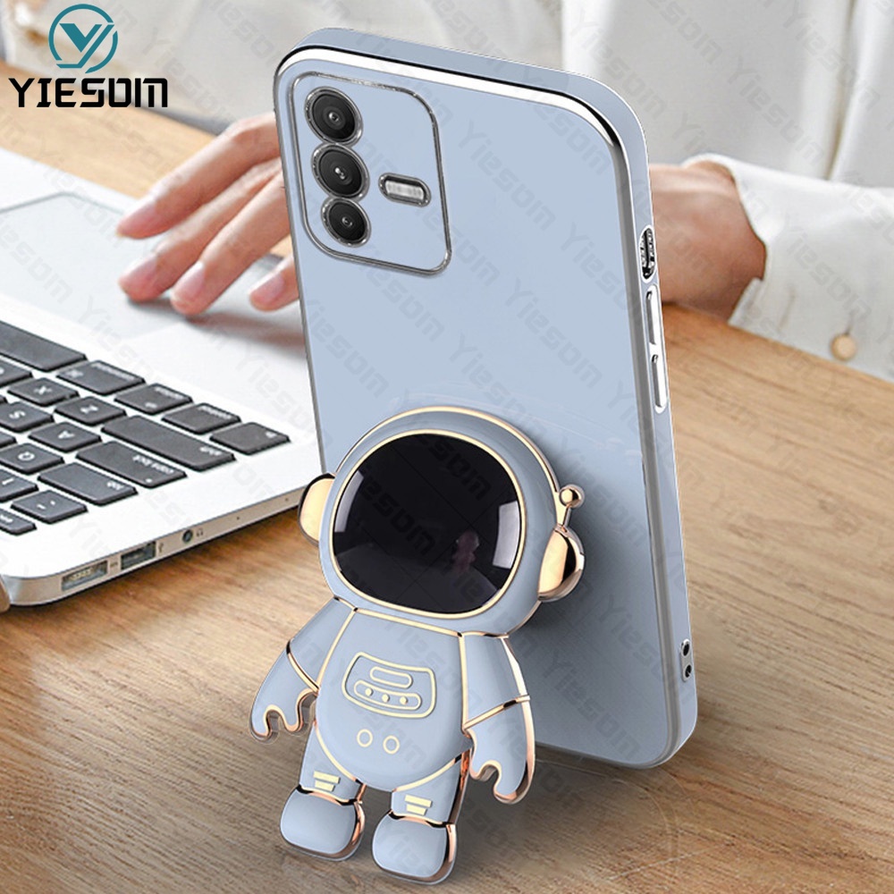 Ốp Điện Thoại Silicon Dẻo Họa Tiết Phi Hành Gia Kèm Giá Đỡ Cho Vivo V23 V23E V23 Pro V21 V21E V20 SE V19