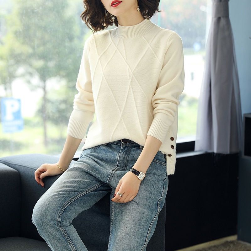 Áo Sweater Dệt Kim Cổ Lọ Dáng Rộng Kiểu Hàn Quốc Thời Trang Mùa Đông Cho Nữ