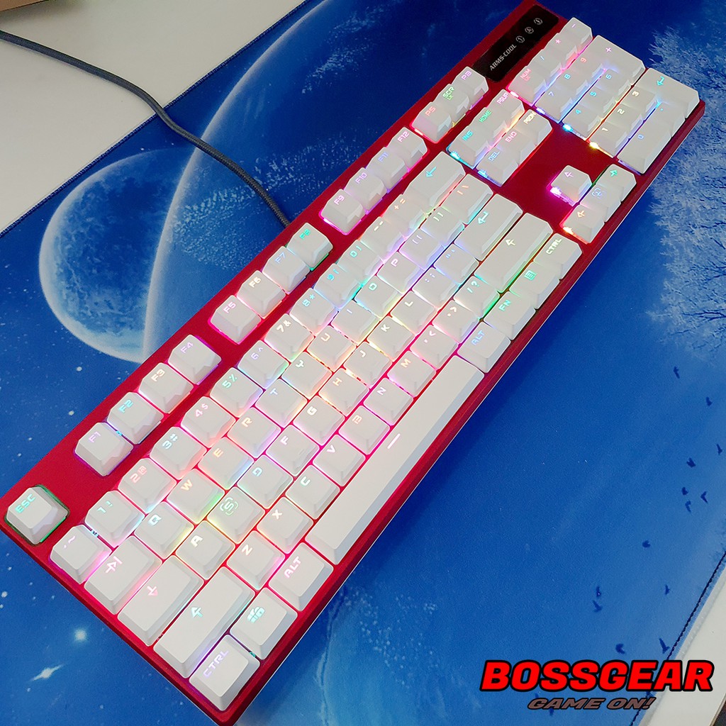 [Mã 33ELSALE hoàn 7% xu đơn 300k] Bàn Phím Cơ Armscool HK107 RGB Màu Đỏ Trắng ( Blue Switch, LED RGB )