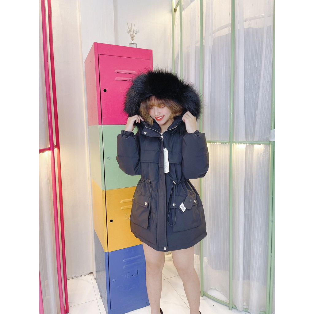 ÁO KHOÁC PHAO MŨ LÔNG DÁNG PARKA 9856 💋❄️🌸