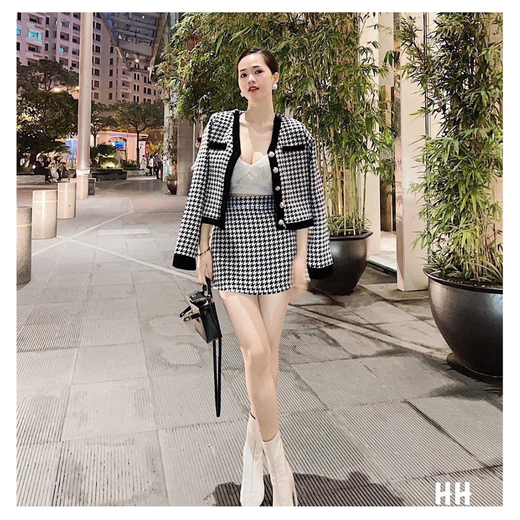 Set dạ tweed, Set dạ, Set áo dạ tweed tiểu thư phong cách Hàn thời trang nữ | BigBuy360 - bigbuy360.vn