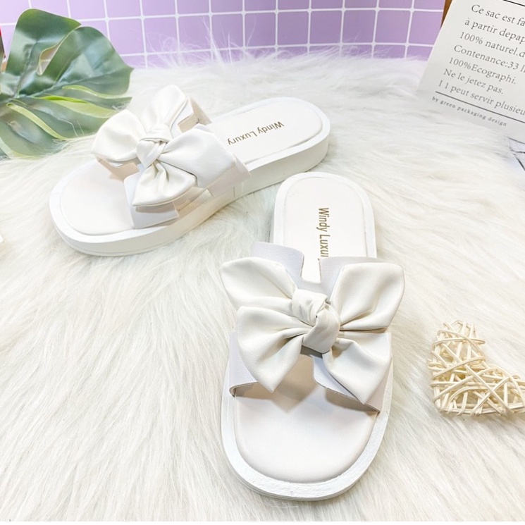 [ Mẫu Mới ] Dép Bánh Mì Quai Ngang Chữ H Gắn Nơ To Xinh Cực Siêu Nữ Tính Thời Trang - bm_nơ