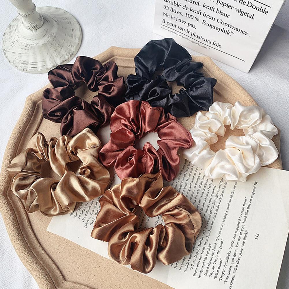 Dây buộc tóc vải satin màu trơn cỡ lớn thời trang cho nữ u2w7