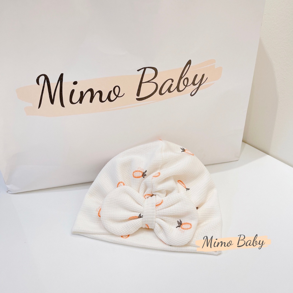 Mũ turban màu trắng kem họa tiết quả dứa xinh xắn cho bé MTB144 Mimo Baby