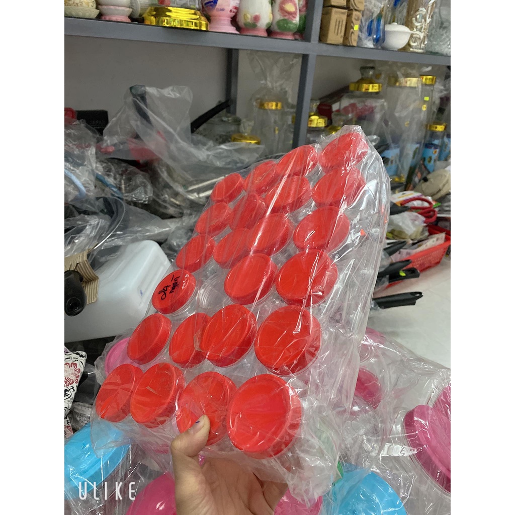 COMBO 24 Hủ nhựa nhỏ nắp đỏ muối tôm 15/20/25
