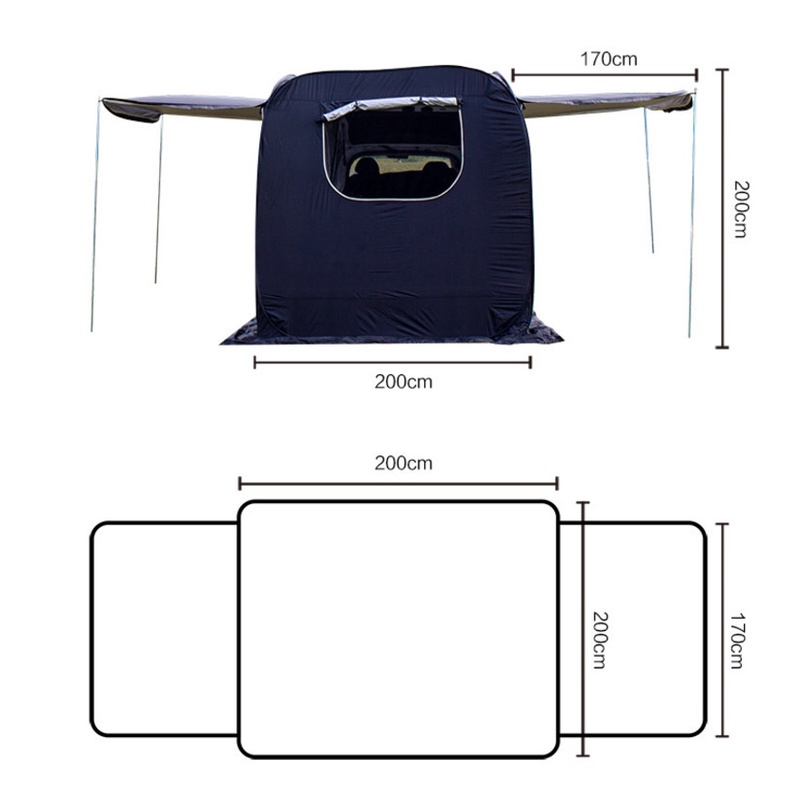 Ready Stock Lều Sau Xe Cắm Trại Ngoài Trời Thích Hợp Cho Lều Ô Tô Tự Lái Suv 200x200cm