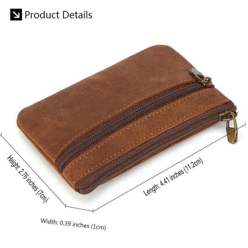 Ví Da Ngựa Nhỏ Đựng Tiền Xu Và Chìa Khóa Phong Cách Vintage