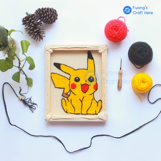 Kim Thêu Nổi Kim Thêu Xù Set Thêu Nổi Pikachu Dùng Len Đan Sợi Móc Dành Cho Người Mới Bắt Đầu