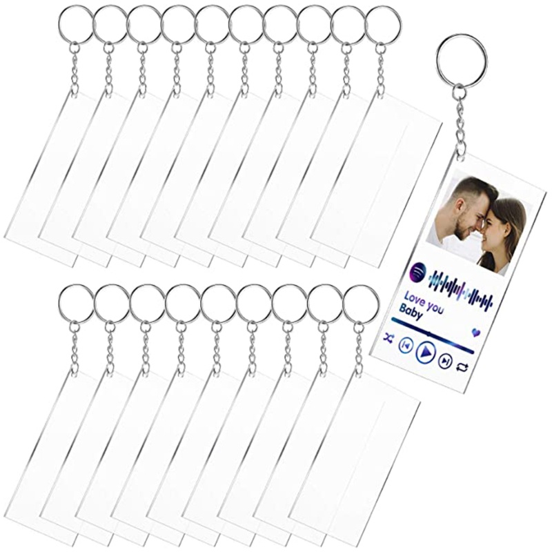 Set 30 Móc Khóa + 30 / 30 Móc Chìa Khóa + 30 Hạt Nhựa Acrylic Rỗng Hình Chữ Nhật