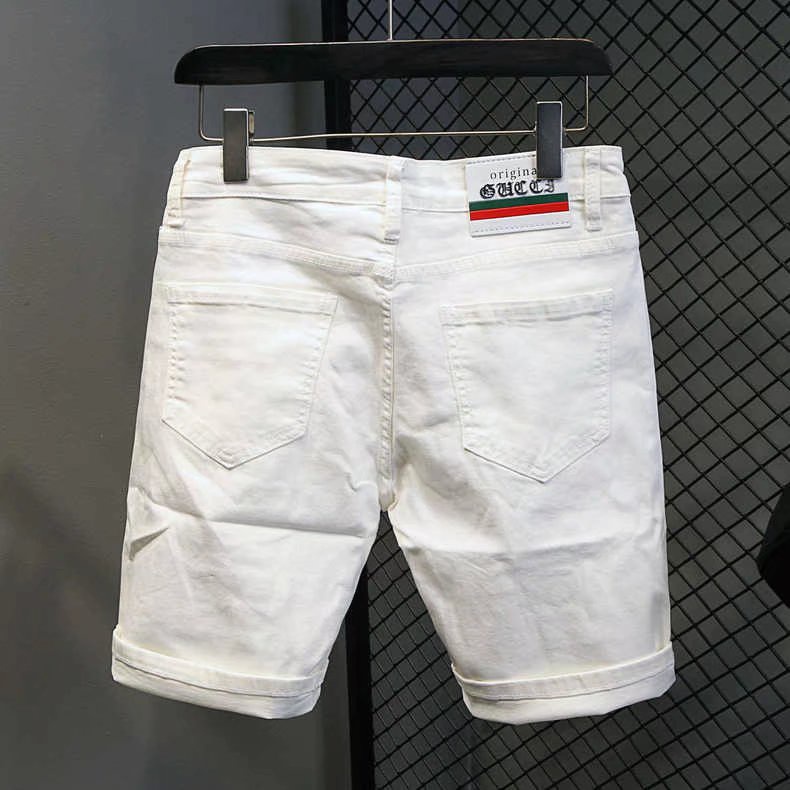 Quần Short Jean Rách Màu Trắng Co Giãn Mẫu Mới 2022 Thời Trang Mùa Hè Cho Nam