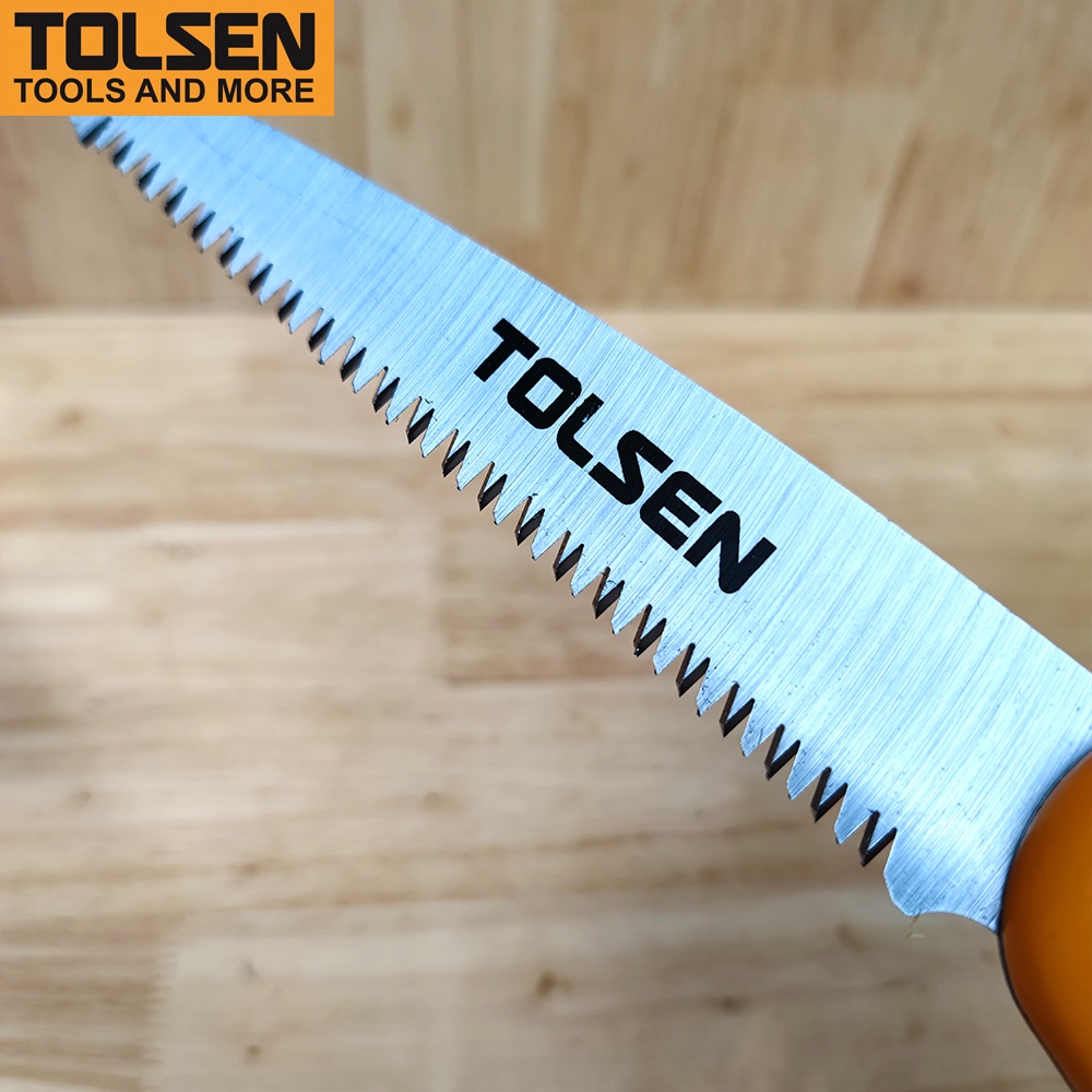Cưa xếp 180mm TOLSEN 31014 dùng để cưa gỗ, cành cây có thể gấp lại tiện lợi khi không sử dụng