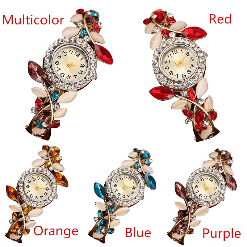 Đồng hồ Quartz dạng lắc tay rỗng đính pha lê đá quý nhiều màu cho nữ | BigBuy360 - bigbuy360.vn