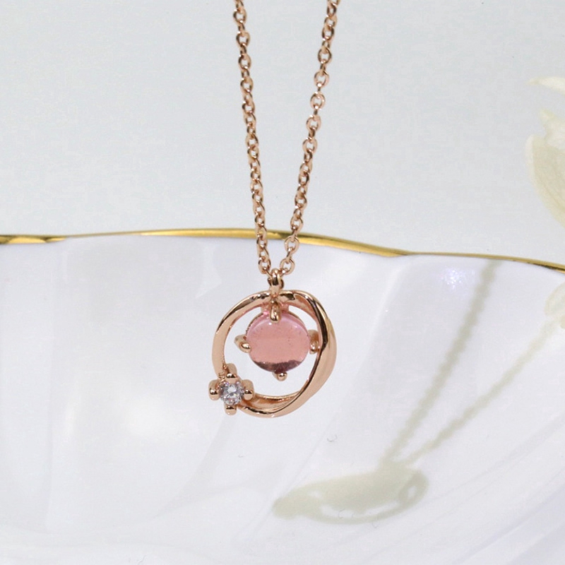 Pha Lê Hồng Đá Quý Mặt Dây Chuyền Vòng Cổ Vàng Hồng Crystal Pendant Necklace | BigBuy360 - bigbuy360.vn