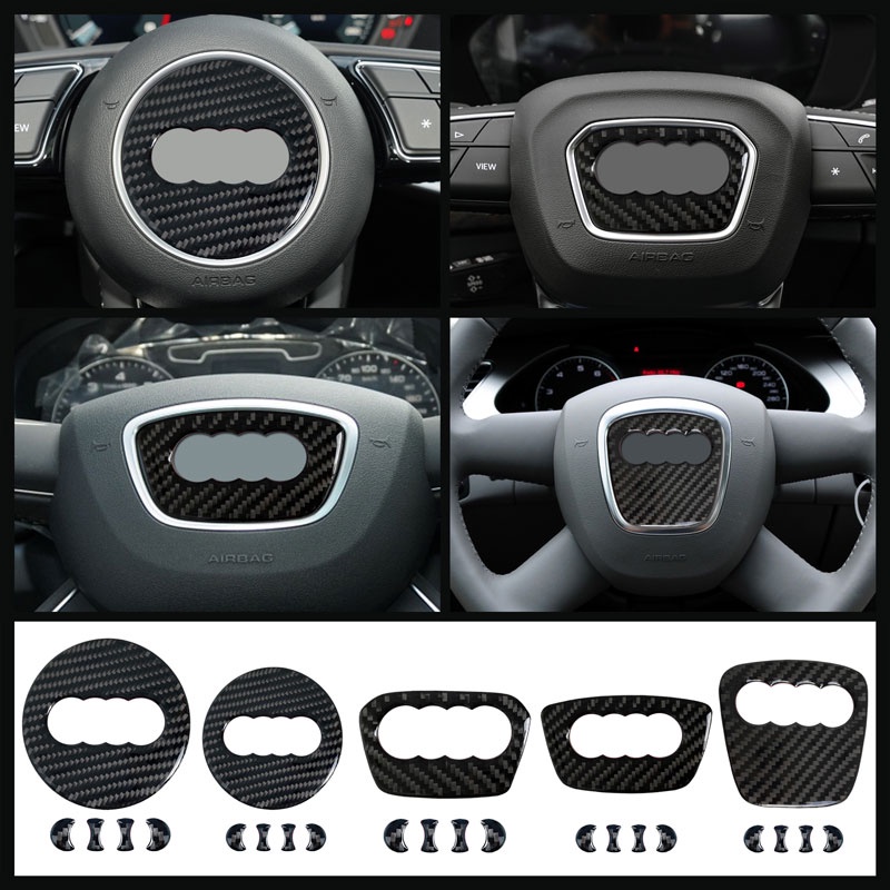 Logo Gắn Vô Lăng Xe Hơi Bằng Sợi Carbon Chất Lượng Cao Cho Audi A1 A3 A4 A5 A6 A7 A8 Q3 Q5 Q7 Q8