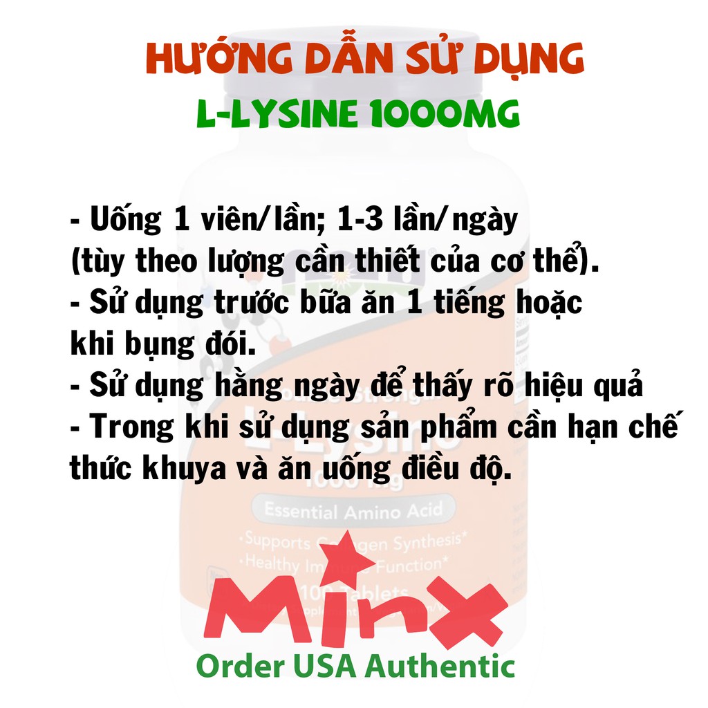 Viên Uống GNC L Lysine 1000mg 90 viên - L-Lysine GNC 1000mg - GNC LLysine 1000mg