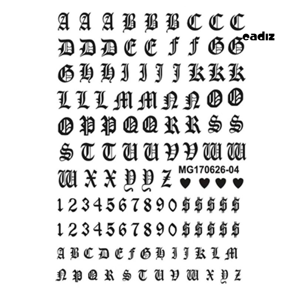 Miếng Dán Trang Trí Móng Tay Hình Chữ Cái Tiếng Anh Cổ Điển 3D DIY