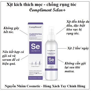 Xịt kích thích mọc tóc, ngăn rụng tóc  Compliment SE Selen+