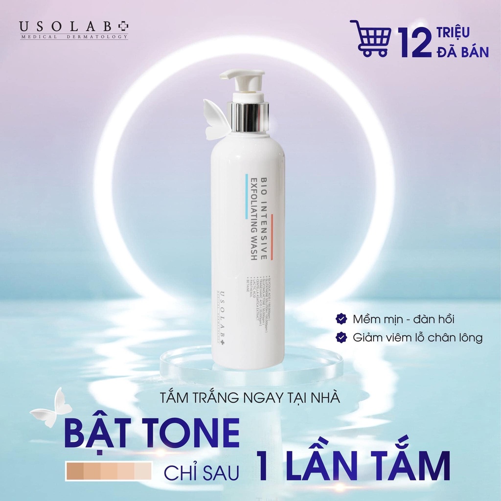 Sữa Tắm Trắng Da, Tẩy Tế Bào Chết USOLAB Bio Intensive Exfoliating Wash 250ml