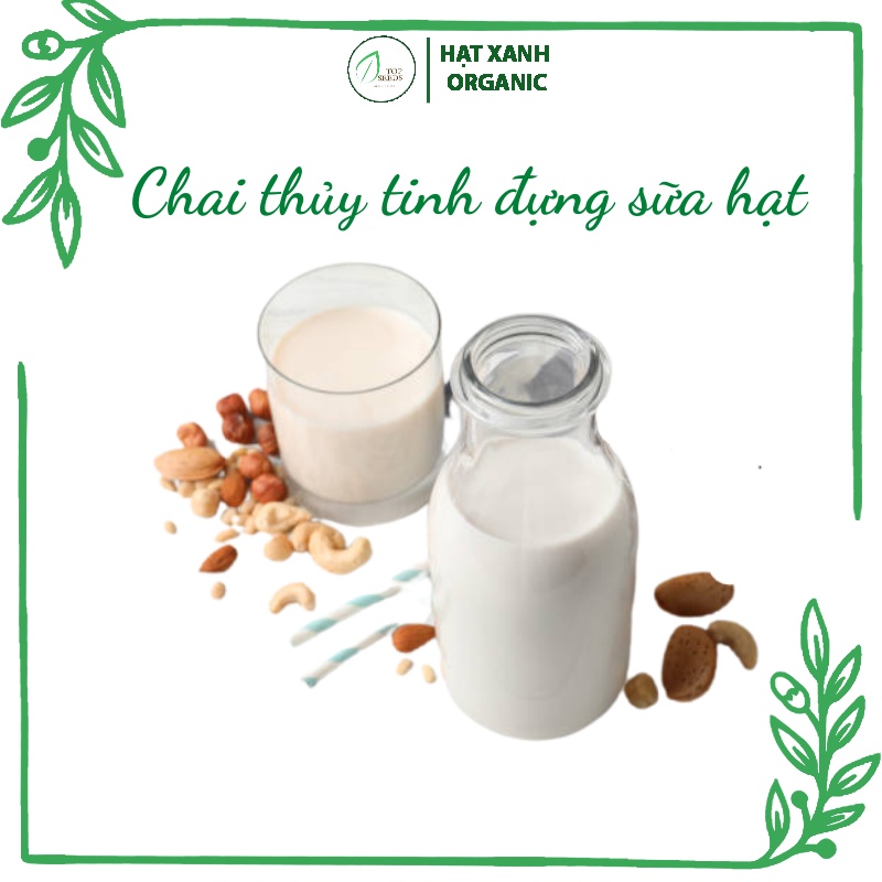 Chai thủy tinh nắp thiếc đựng sữa hạt, nước ép dáng vuông thon, dáng tròn mập 300ml
