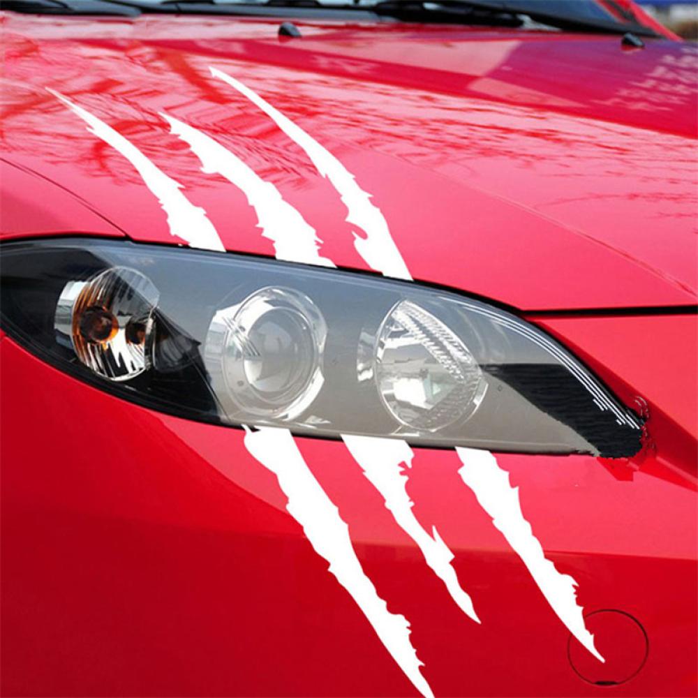 Miếng Dán Trang Trí Đèn Pha Xe Hơi Họa Tiết Kẻ Sọc Phản Quang Hình Vuốt Quái Vật Độc Đáo P4X6