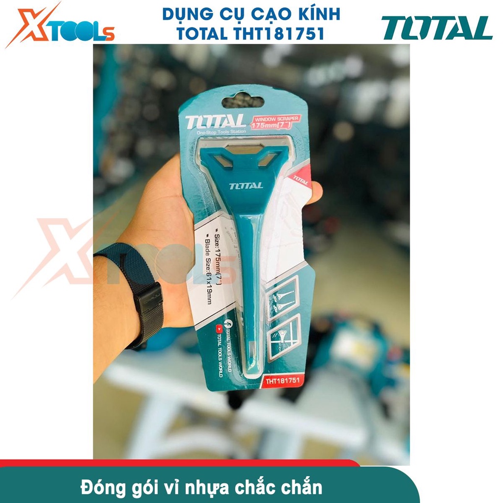 Dụng cụ cạo sơn kính TOTAL THT181751 kích thước 175mm, lưỡi 61*19mm dùng cạo sơn thừa bàn ghế cửa kính-CHÍNH HÃNG-XTOOLS