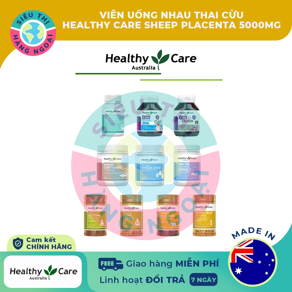 Viên uống Nhau thai cừu Sheep Placenta Healthy Care 5000mg Hộp 100 Viên