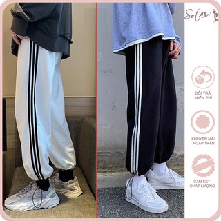 Quần 3 sọc nam ống suông, quần jogger nam ống suông có dây rút