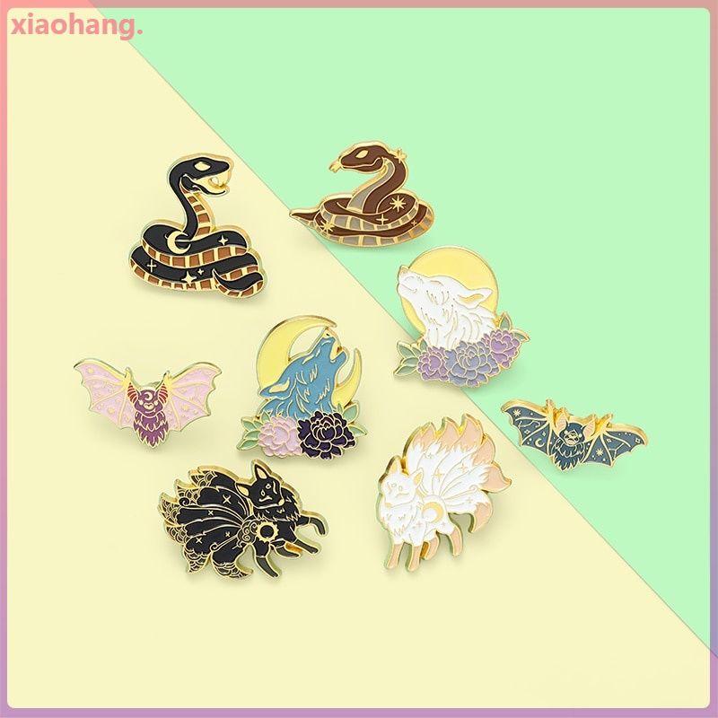 Ghim Cài Áo Kim Loại Tráng Men Hình Động Vật Màu Trắng Đen Phong Cách Gothic Punk Cho Nam Và Nữ Mã 2021