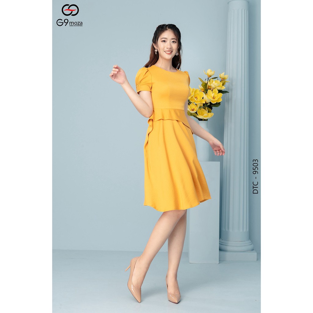 Đầm tay cộc xòe G9moza 9503 chất liệu Lụa tạo nên phong cách Công sở, dự tiệc, đi chơi Cá tính, điệu đà, cuốn hút
