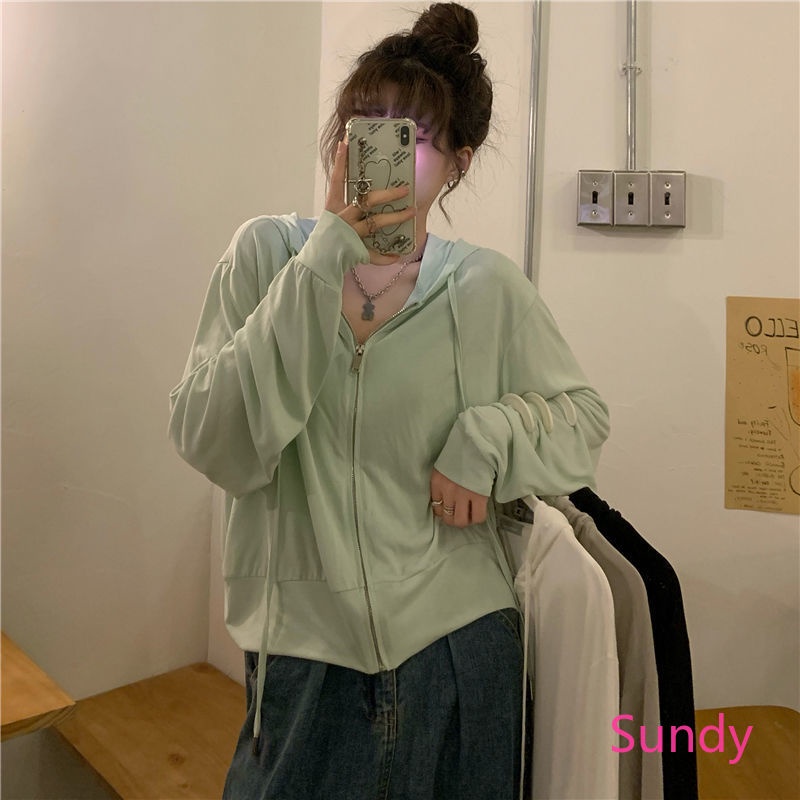 Áo Khoác Chống Nắng Tay Dài Dáng Rộng Vải Lụa Mát Thời Trang Mùa Hè Cho Nữ