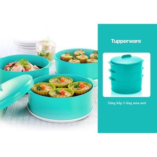 Tupperware xửng hấp 3 tầng màu xanh