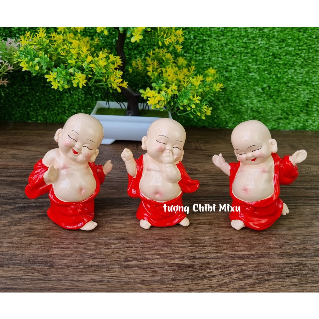 Tượng chú tiểu hoan hỉ 9cm bằng đất sét nung