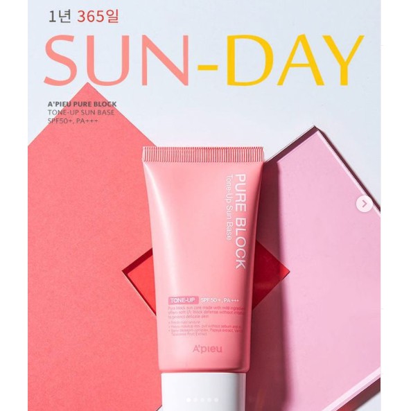 [Mẫu mới- Có bill] Kem chống nắng nâng tone Apieu Pure Block Daily Sun Cream 50ml