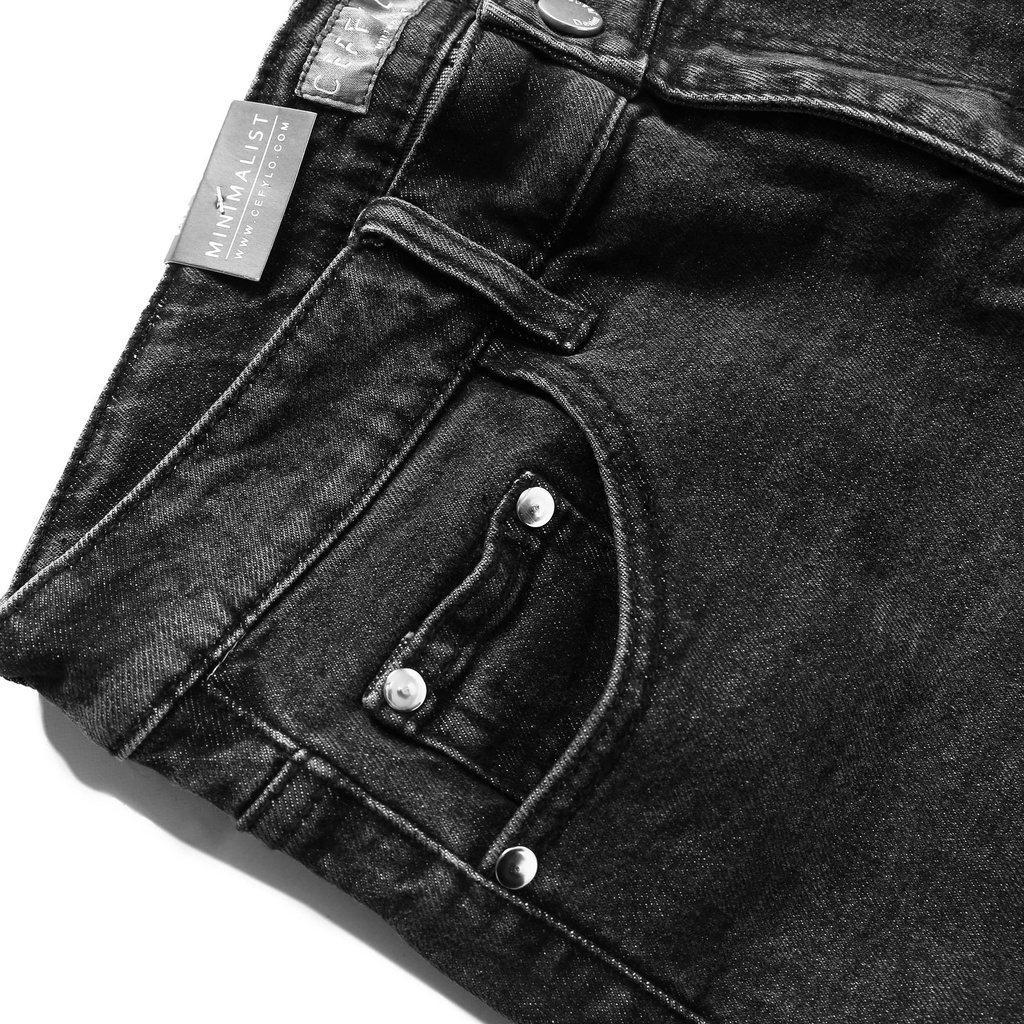 Quần Jeans rách gối Xám nam form slimfit CEFFYLO, chất Jean thun co giãn nhẹ
