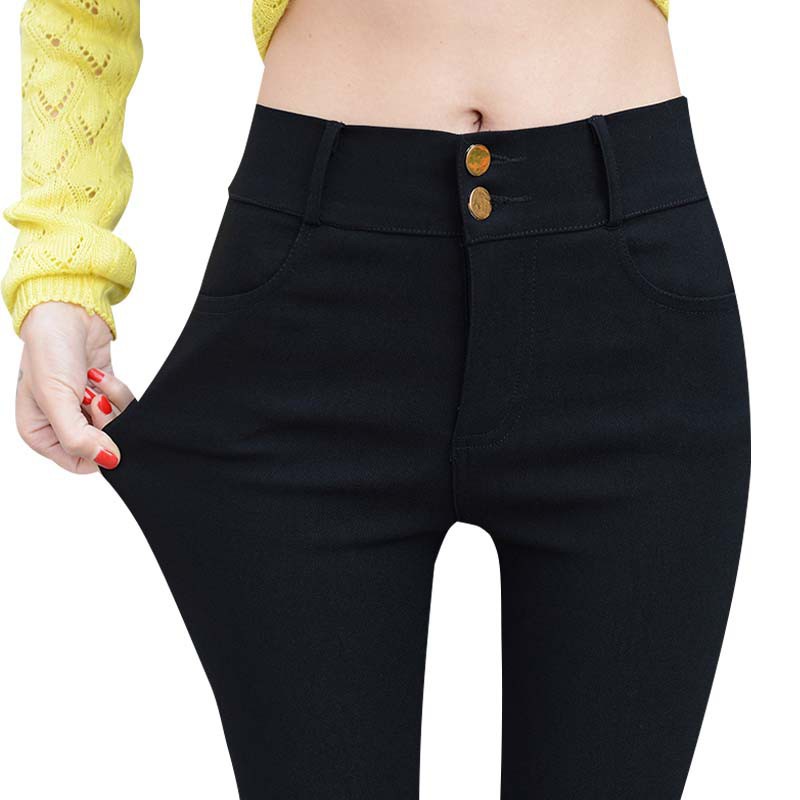 S-3xl quần áo👖Quần bút chì👖Quần legging lưng cao màu đen co giãn tốt