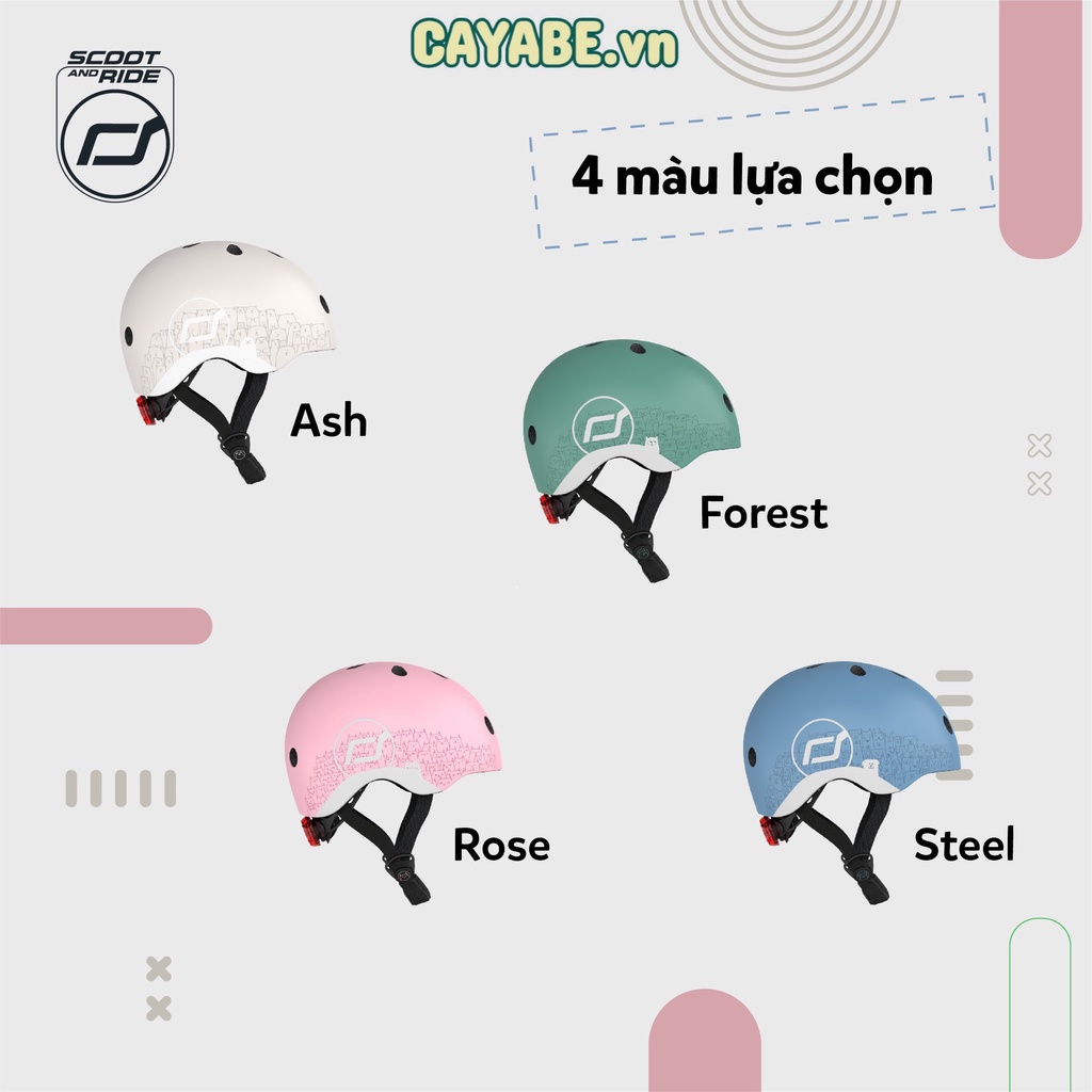 Mũ nón bảo hộ (bảo hiểm) cho bé PHẢN QUANG Scoot and Ride khi chơi xe đạp, xe scooter có đèn led chính hãng - size XXS