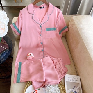 Bộ pijama lụa hàn cao cấp trơn mặc nhà