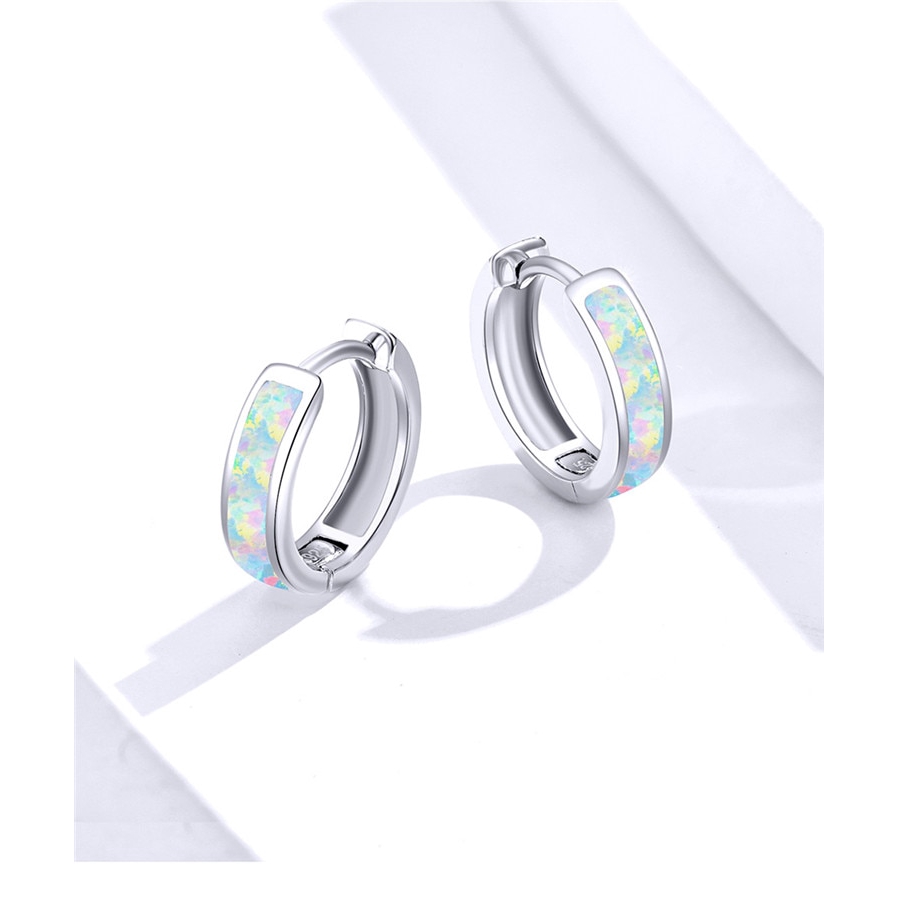 Khuyên tai Bamoer bằng bạc 925 dáng tròn thiết kế đơn giản thời trang sang trọng cho nữ